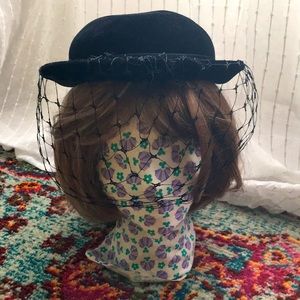 Vintage velvet hat with netting